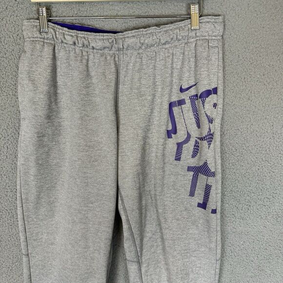 Nike Pants Mens XL Grey Therma Fit Sweatpants Fleece Stretch Drawstring Training - Picture 2 of 8